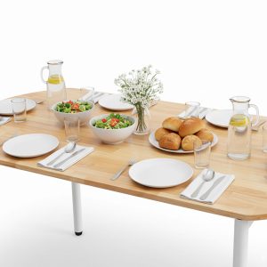 Bàn Oval 160x80cm gỗ cao su chân sắt hệ Hệ OMA II - hình 1