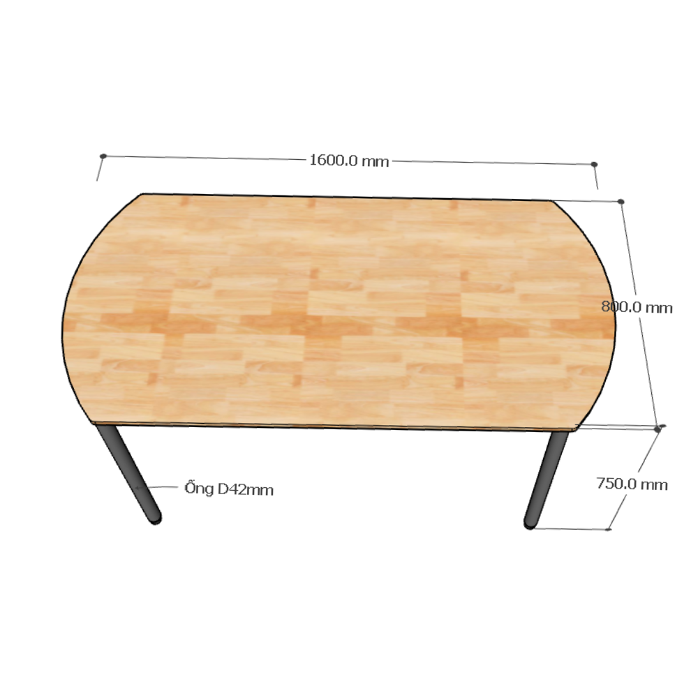 Bàn Oval 160x80cm gỗ cao su chân sắt hệ Hệ OMA II Bàn Oval 160x80cm gỗ cao su chân sắt hệ Hệ OMA II - hình 4