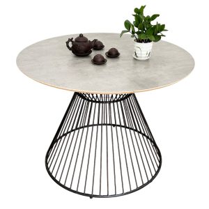 Bàn tròn 100 120cm gỗ plywood chân sắt cổ lọ - hình 1