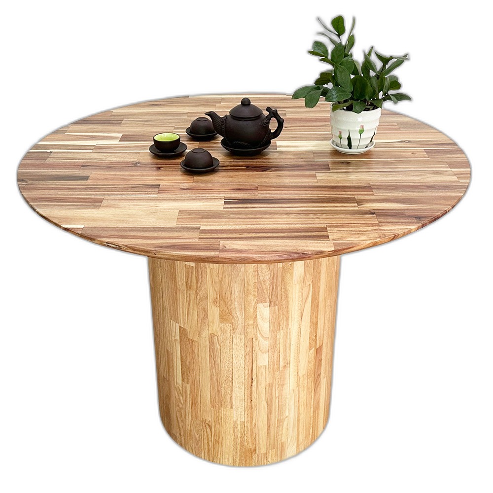 Bàn tròn 100cm gỗ Tràm chân gỗ cao su Bàn tròn 100cm gỗ Tràm chân gỗ cao su