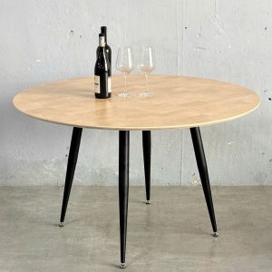 Bàn tròn 120cm gỗ Plywood vân Cut Trunk chân sắt côn - hình 1