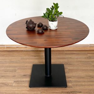 Bàn tròn 1m gỗ tràm chân sắt đế vuông - hình 1
