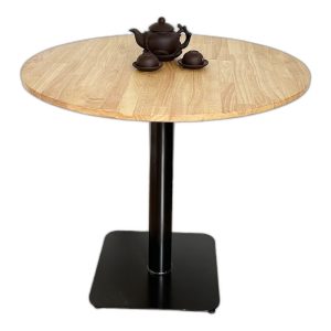 Bàn tròn 80cm gỗ tự nhiên chân sắt đế vuông BA68152