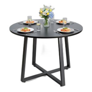 Bàn tròn đk 100 120cm gỗ cao su chân sắt