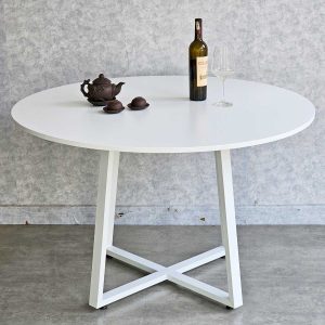 Bàn tròn đk 100 120cm gỗ cao su chân sắt - hình 1