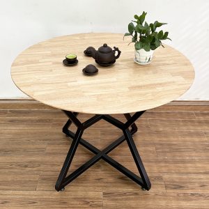 Bàn tròn gỗ cao su chân sắt - hình 1