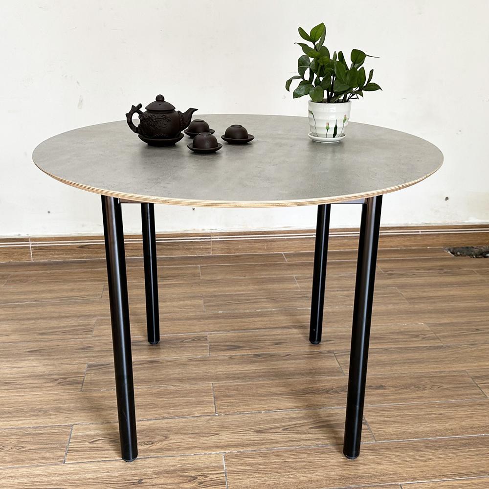 Bàn tròn gỗ Plywood chân sắt sơn tĩnh điện Bàn tròn gỗ Plywood chân sắt sơn tĩnh điện - hình 3