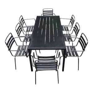 Bộ bàn 180cm và 8 ghế sắt ngoài trời - C - hình 1