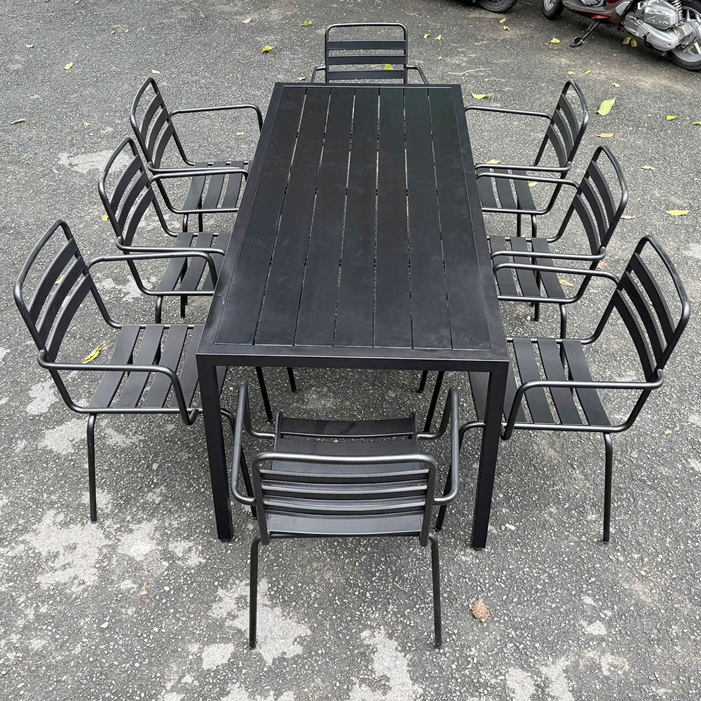Bộ bàn 180cm và 8 ghế sắt ngoài trời - C Bộ bàn 180cm và 8 ghế sắt ngoài trời - C - hình 2