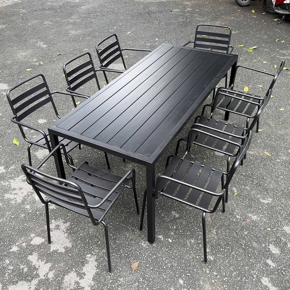 Bộ bàn 180cm và 8 ghế sắt ngoài trời - C Bộ bàn 180cm và 8 ghế sắt ngoài trời - C - hình 3