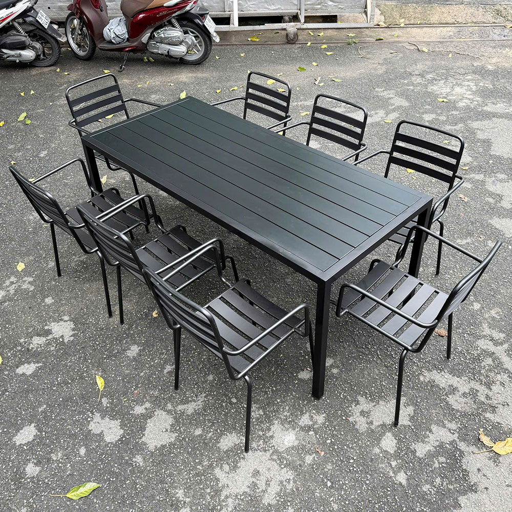 Bộ bàn 180cm và 8 ghế sắt ngoài trời - C Bộ bàn 180cm và 8 ghế sắt ngoài trời - C - hình 4