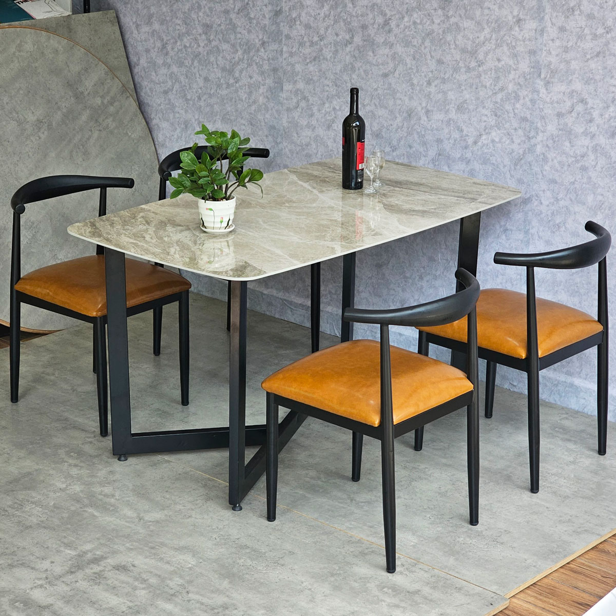 Bộ bàn ăn chữ nhật 140x80cm mặt đá ceramic và 4 ghế ăn Bộ bàn ăn chữ nhật 140x80cm mặt đá ceramic và 4 ghế ăn - hình 4