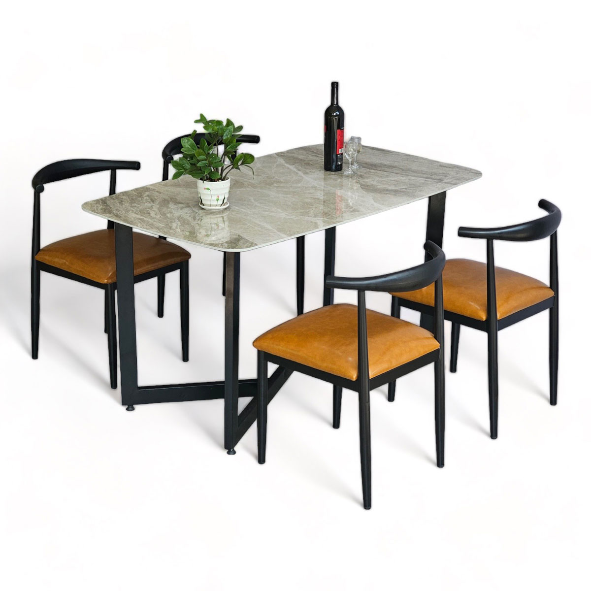 Bộ bàn ăn chữ nhật 140x80cm mặt đá ceramic và 4 ghế ăn Bộ bàn ăn chữ nhật 140x80cm mặt đá ceramic và 4 ghế ăn - hình 5