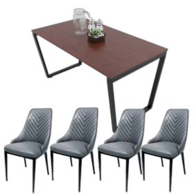 Bộ bàn ăn gỗ cao su chân sắt và 4 ghế