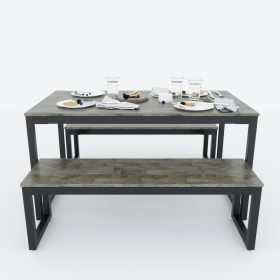 Bộ Bàn ăn gỗ cao su và 2 ghế băng dài - hình 1