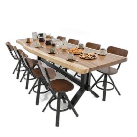 Bộ bàn ăn gỗ me tây và 8 ghế lưng tựa gỗ