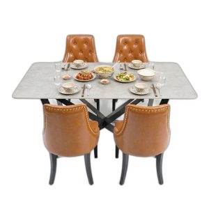Bộ Bàn Ăn Gỗ Plywood và 4 Ghế Nệm Lưng Cao