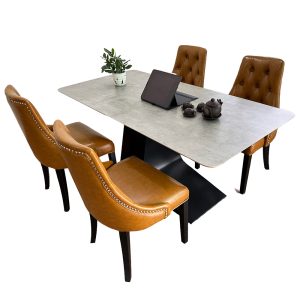 Bộ Bàn Ăn Gỗ Plywood và 4 Ghế Nệm Lưng Cao - hình 1