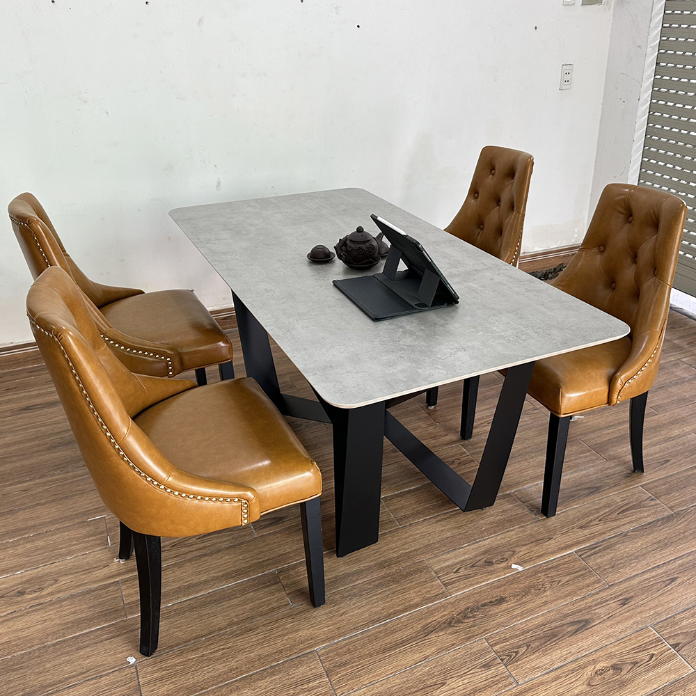 Bộ Bàn Ăn Gỗ Plywood và 4 Ghế Nệm Lưng Cao Bộ Bàn Ăn Gỗ Plywood và 4 Ghế Nệm Lưng Cao - hình 3