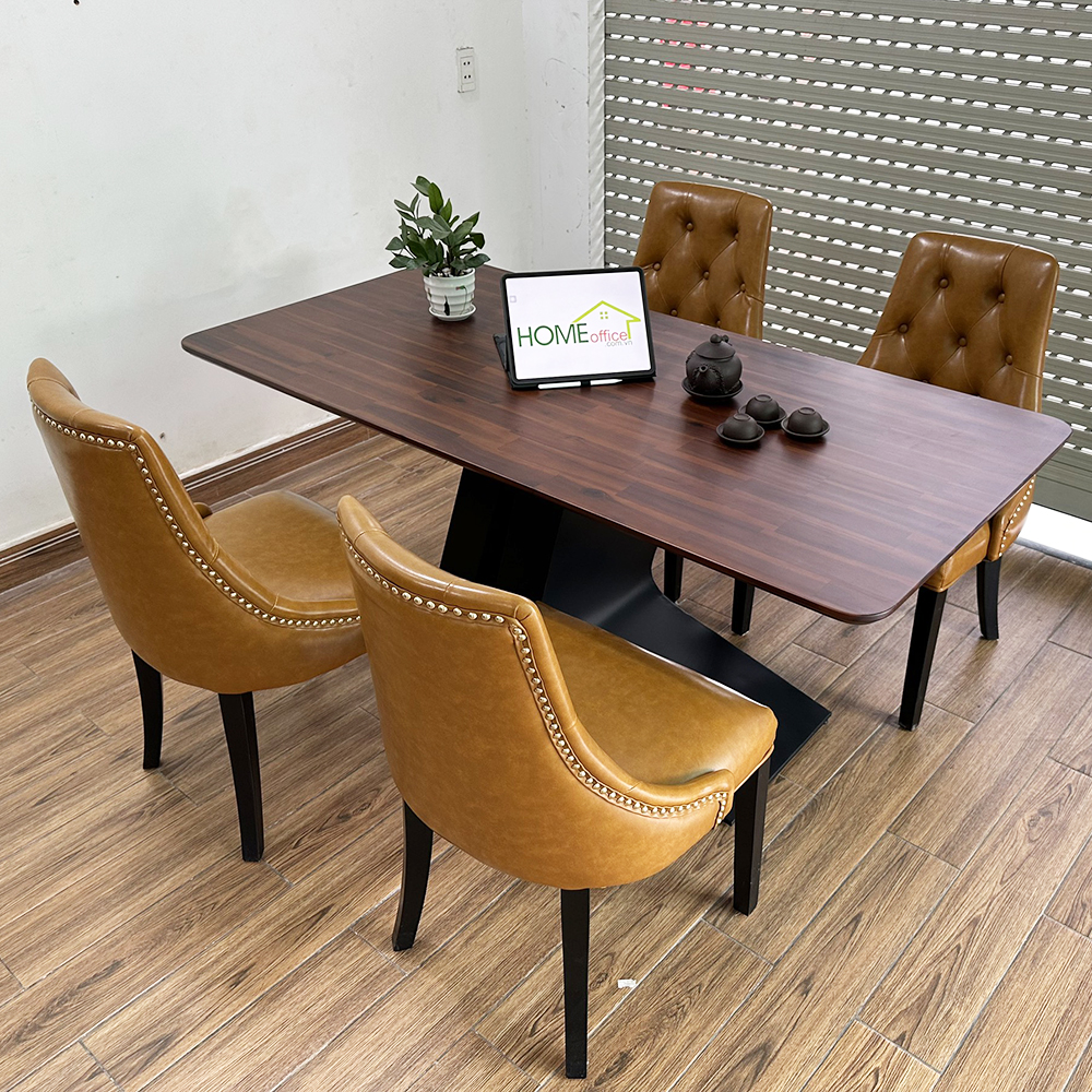 Bộ Bàn Ăn Gỗ Tràm Và 4 Ghế Da Lưng Cao Bộ Bàn Ăn Gỗ Tràm Và 4 Ghế Da Lưng Cao - hình 2