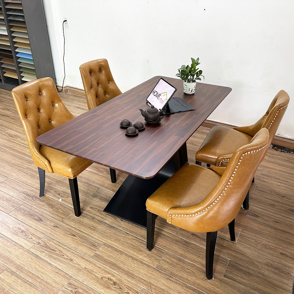 Bộ Bàn Ăn Gỗ Tràm Và 4 Ghế Da Lưng Cao Bộ Bàn Ăn Gỗ Tràm Và 4 Ghế Da Lưng Cao - hình 4