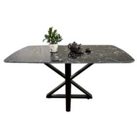 Bộ Bàn Ăn Mặt Đá 140x80cm Và 4 Ghế Nệm Simili