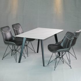 Bộ bàn ăn mặt đá cao cấp và 4 ghế nệm - hình 1