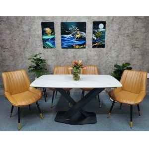 Bộ Bàn Ăn Mặt Đá Và 4 Ghế Nệm - hình 1