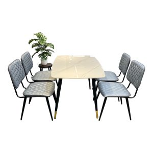 Bộ Bàn Ăn Mặt Đá Và 4 Ghế Nệm Nhiều Màu - hình 1