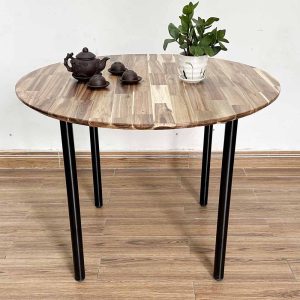 Bộ bàn ăn tròn 1m gỗ tràm và 4 ghế nệm - hình 1
