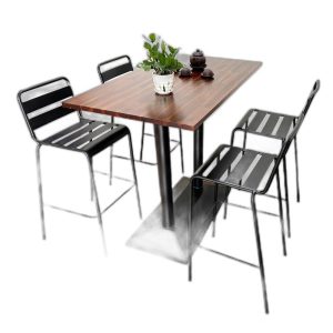 Bộ bàn bar 1m2 và 4 ghế sắt có tựa lưng C