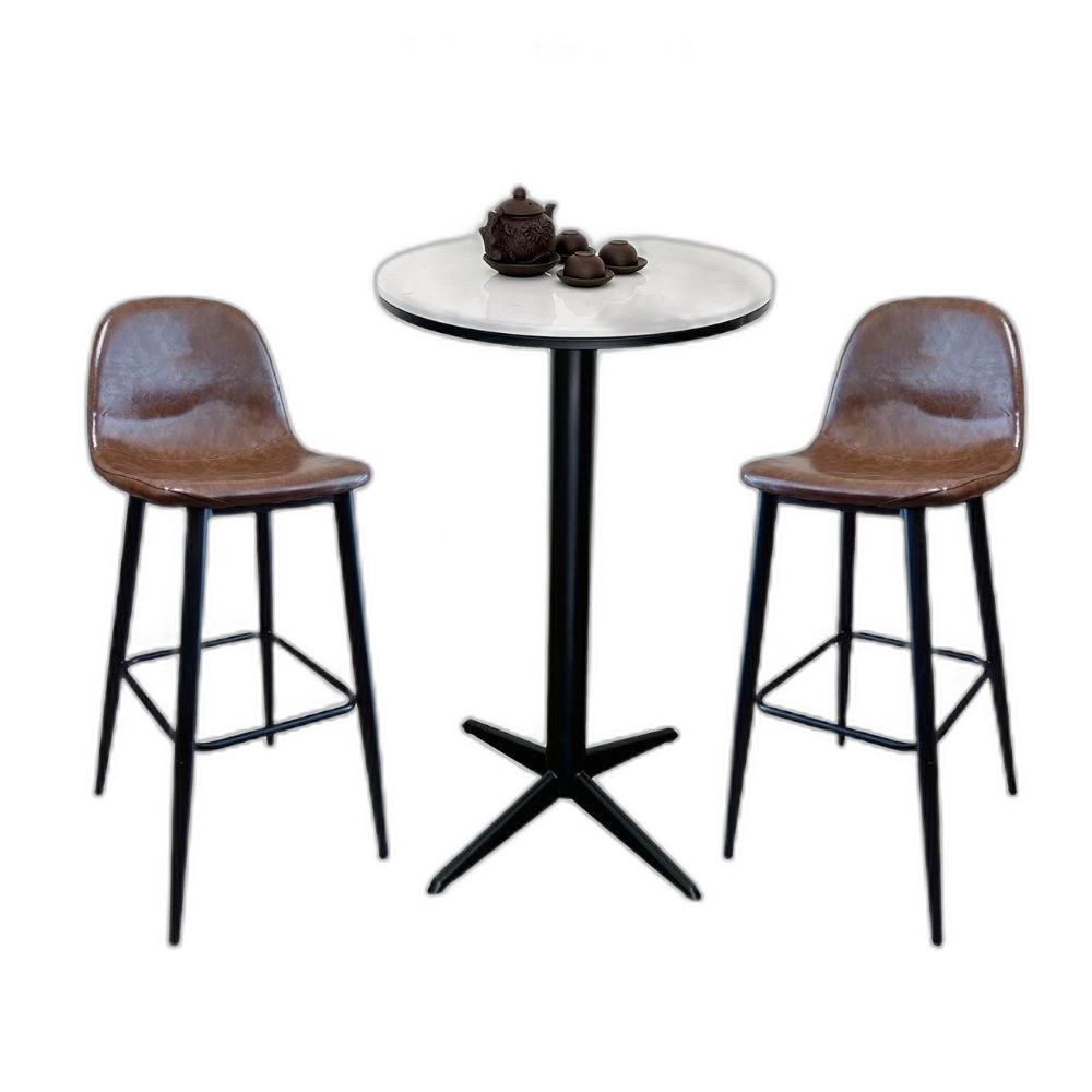 Bộ bàn bar tròn mặt đá và 2 ghế nệm simili C Bộ bàn bar tròn mặt đá và 2 ghế nệm simili C