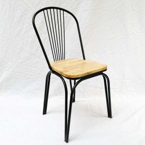 Bộ Bàn Cafe Tròn 60cm Và 2 Ghế Mặt Gỗ Lưng Tựa Sắt C - hình 1