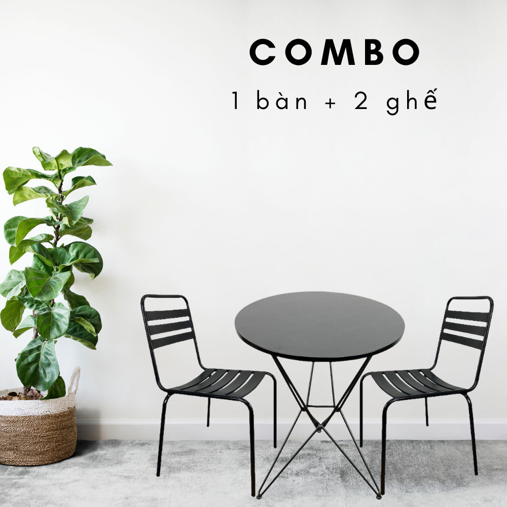 Bộ Bàn Cafe Tròn và 2 Ghế Sắt Sơn Tĩnh Điện C Bộ Bàn Cafe Tròn và 2 Ghế Sắt Sơn Tĩnh Điện C - hình 2
