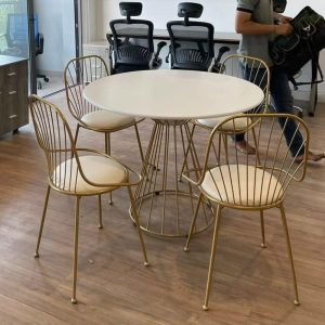 Bộ bàn ghế 4 người màu vàng đồng sang trọng C - hình 1