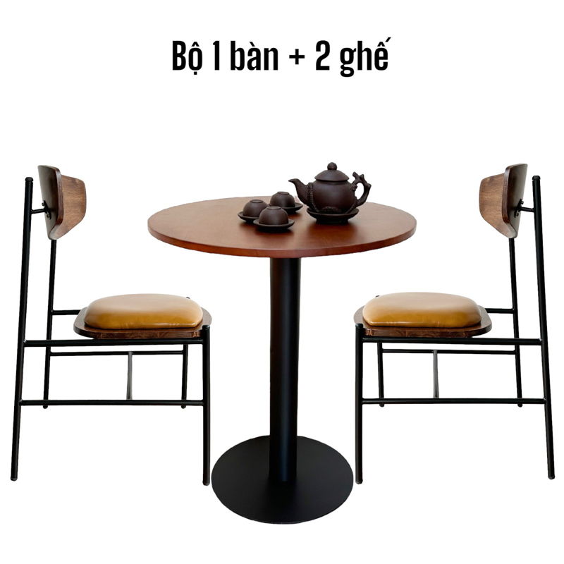 Bộ Bàn Ghế Cafe Gỗ Chân Sắt C Bộ Bàn Ghế Cafe Gỗ Chân Sắt C - hình 4