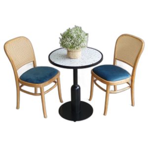 Bộ bàn ghế cafe tròn 2 ghế Thonet 1 bàn trà C