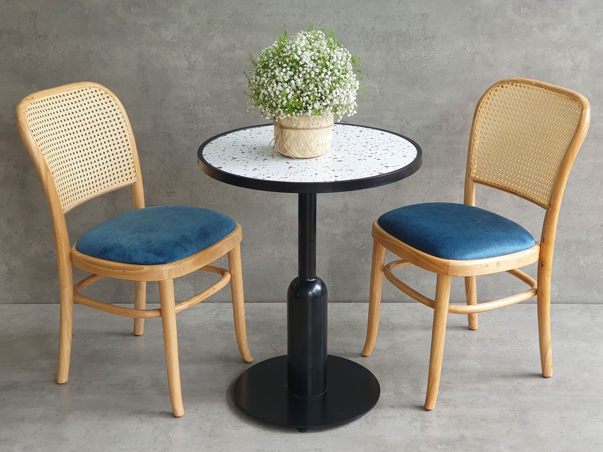 Bộ bàn ghế cafe tròn 2 ghế Thonet 1 bàn trà C Bộ bàn ghế cafe tròn 2 ghế Thonet 1 bàn trà C - hình 1
