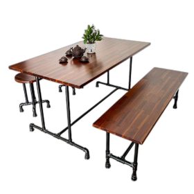 Bộ bàn ghế chân ống nước mặt gỗ Tràm 4 người ngồi