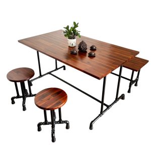 Bộ bàn ghế chân ống nước mặt gỗ Tràm 4 người ngồi - hình 1
