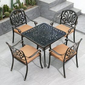 Bộ Bàn Ghế nhôm đúc 4 ghế màu nâu tròn - hình 1