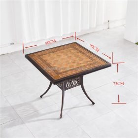 Bộ Bàn Ghế nhôm đúc 4 ghế nệm sọc vuông - hình 1