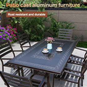 Bộ Bàn Ghế Nhôm Đúc 6 Ghế Lưng Ô Vuông Màu Đen - hình 1