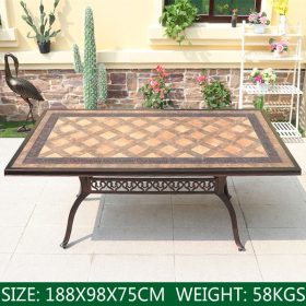 Bộ Bàn Ghế Nhôm Đúc 8 Ghế Hoa Văn Lưới Nâu Đất - hình 1