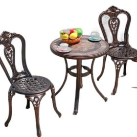 Bộ Bàn Ghế nhôm đúc tròn 1 ghế nâu kem