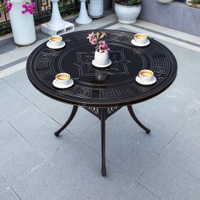 Bộ Bàn Ghế nhôm đúc tròn nâu đồng 4 ghế - hình 1