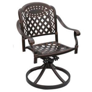 Bộ bàn ghế sân vườn nhôm đúc 2 ghế nệm sọc chân xoay họa tiết caro