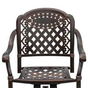 Bộ bàn ghế sân vườn nhôm đúc 2 ghế nệm sọc chân xoay họa tiết caro - hình 1