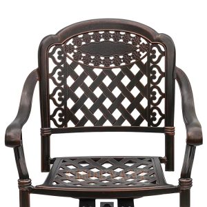 Bộ bàn ghế sân vườn nhôm đúc 2 ghế nệm sọc chân xoay họa tiết caro - hình 1