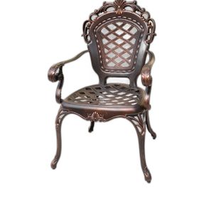 Bộ Bàn Ghế Sân Vườn Nhôm Đúc 8 Ghế Nâu Hoa Văn Chạm Khắc Oval